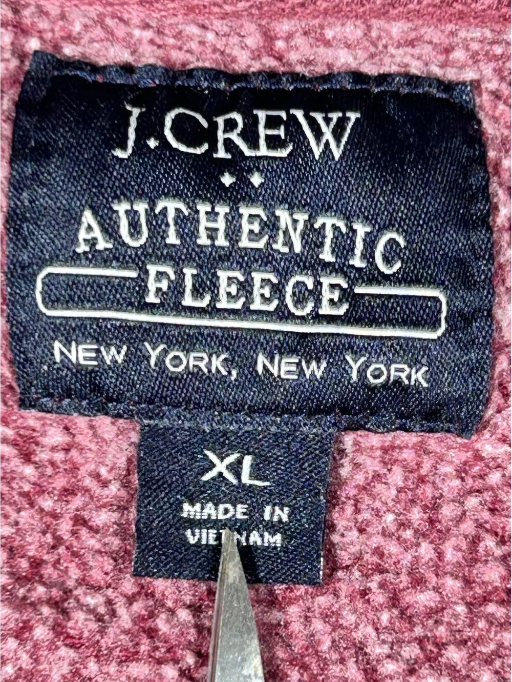 J.Crew Authentic Fleece Burgundy Full Zip Hoodie XL